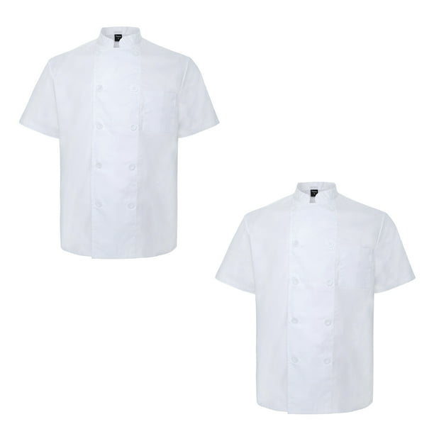 TOPTIE 2 Pack Unisex Short Sleeve Chef Coat Jacket